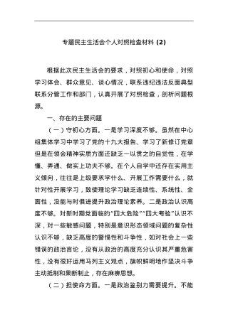 专题民主生活会个人对照检查材料 (2).docx