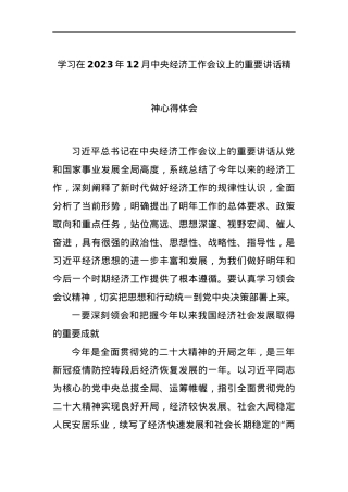学习在2023年12月中央经济工作会议上的重要讲话精神心得体会.docx
