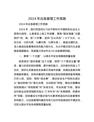 2024年应急管理工作思路.docx