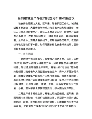 当前粮食生产存在的问题分析和对策建议.docx