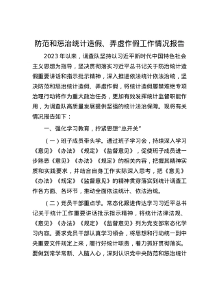 防范和惩治统计造假、弄虚作假工作情况报告.docx