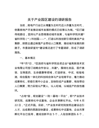 关于产业园区建设的调研报告.docx