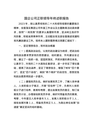 国企公司正职领导年终述职报告.docx