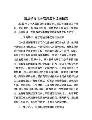 国企领导班子成员述职述廉报告.docx