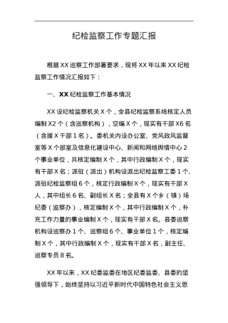 纪检监察工作专题汇报.docx