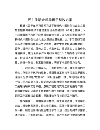 民主生活会领导班子整改方案.docx