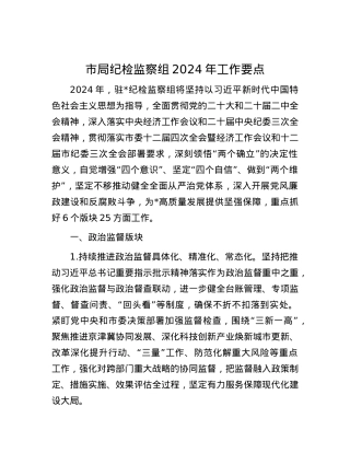 市局纪检监察组2024年工作要点.docx