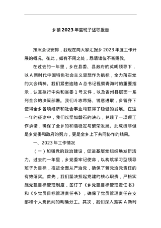 乡镇2023年度班子述职报告.docx
