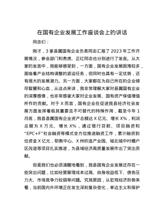 在国有企业发展工作座谈会上的讲话.docx