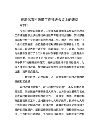 在深化农村改革工作推进会议上的讲话.docx