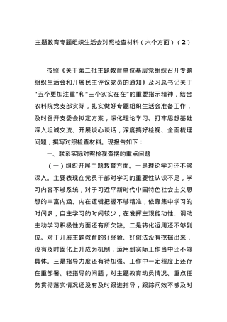 主题教育专题组织生活会对照检查材料（六个方面）（2）.docx