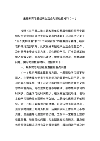 主题教育专题组织生活会对照检查材料（一）.docx