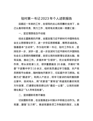 驻村第一书记2023年个人述职报告.docx