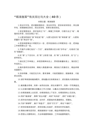 “精准施策”有关排比句大全（40条）.docx