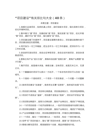 “项目建设”有关排比句大全（40条）.docx