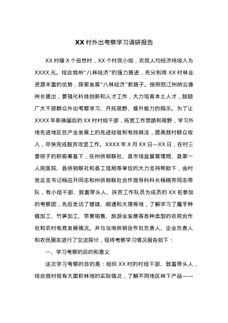 XX村外出考察学习调研报告.docx