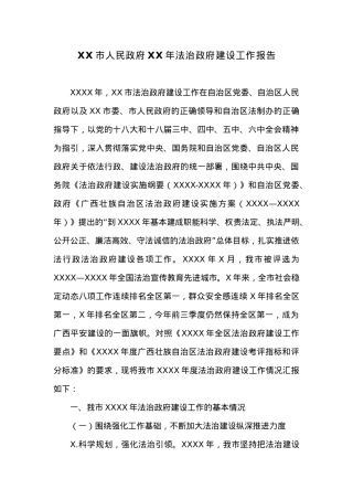 XX市人民政府XX年法治政府建设工作报告.docx