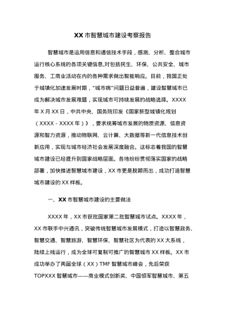 XX市智慧城市建设考察报告.docx