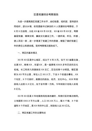 区委党建综合考察报告.docx