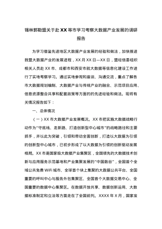 锡林郭勒盟关于赴XX等市学习考察大数据产业发展的调研报告.docx