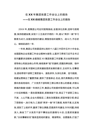 在XX年集团党委工作会议上的报告.docx