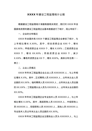 20XX年建设工程监理统计公报.docx