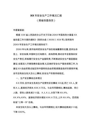 XX市安全生产工作情况汇报.docx
