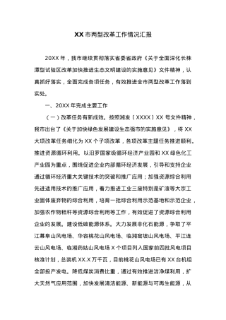 XX市两型改革工作情况汇报.docx