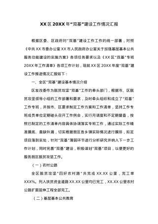 XX区20XX年“双基”建设工作情况汇报.docx