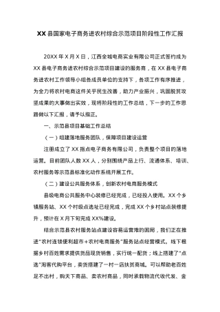 XX县国家电子商务进农村综合示范项目阶段性工作汇报.docx