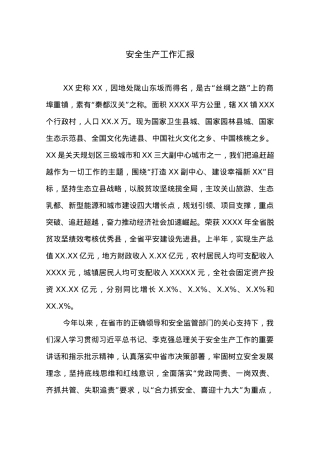 XX人民政府安全生产工作汇报.docx