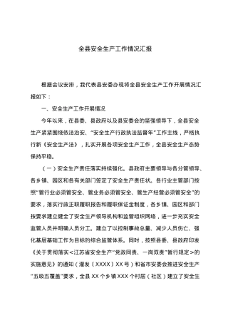 全县安全生产工作情况汇报6.doc