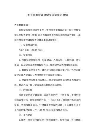 关于开展控辍保学专项督查的通知.docx