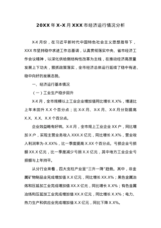 20XX年X-X月XXX市经济运行情况分析.docx