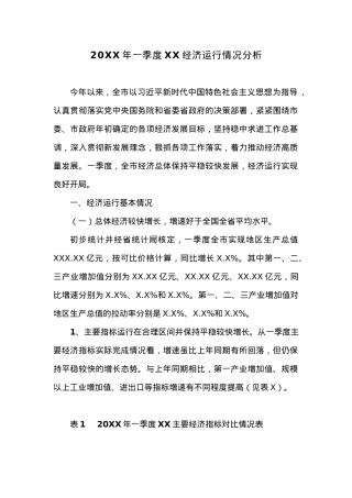 20XX年一季度XX经济运行情况分析.docx