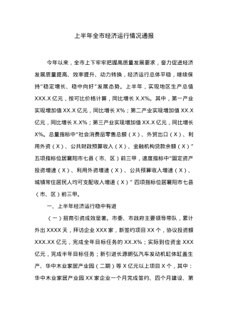 上半年全市经济运行情况通报 (1).docx