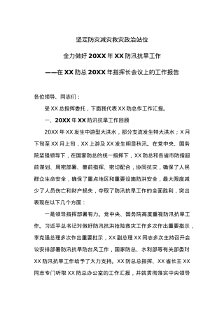 坚定防灾减灾救灾政治站位 全力做好20XX年长江防汛抗旱工作.docx