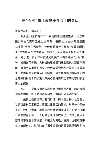 在“五四”青年表彰座谈会上的讲话.docx