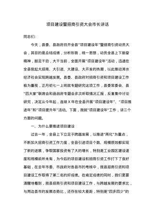 项目建设暨招商引资大会市长讲话.docx