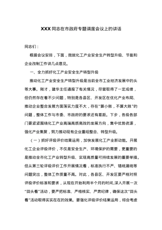在市政府专题调度会议上的讲话.docx