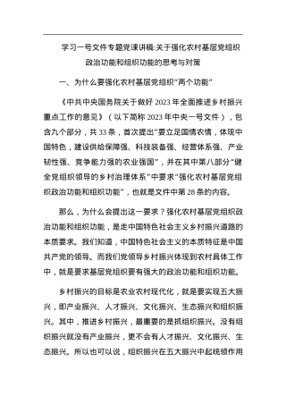 2023年一号文件精神专题党课讲稿.docx