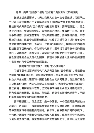 x在庆祝共青团成立100周年大会上的重要讲话精神党课讲稿范文.docx