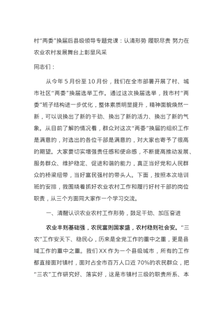 村“两委”换届后县级领导专题党课.docx