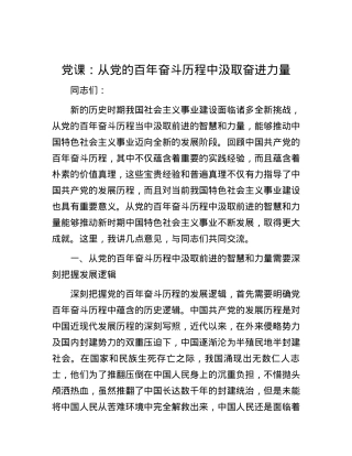党课：从党的百年奋斗历程中汲取奋进力量.docx