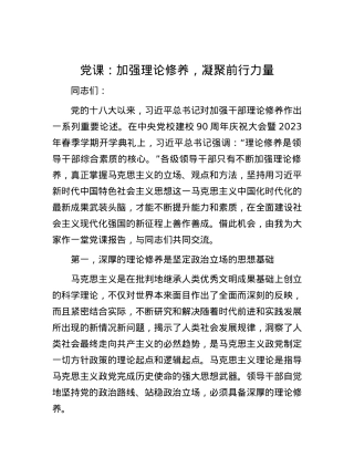 党课：加强理论修养，凝聚前行力量.docx