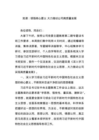 党课：领悟核心要义 大力推动公司高质量发展.docx
