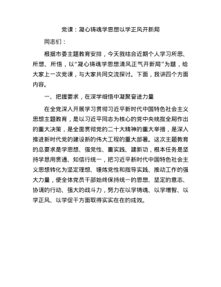 党课：凝心铸魂学思想以学正风开新局.docx