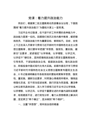 党课：着力提升政治能力.docx