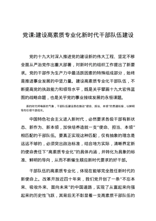 党课建设高素质专业化新时代干部队伍建设.docx