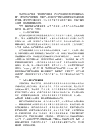 党课讲稿：守纪律 讲规矩 树正气 促发展.docx